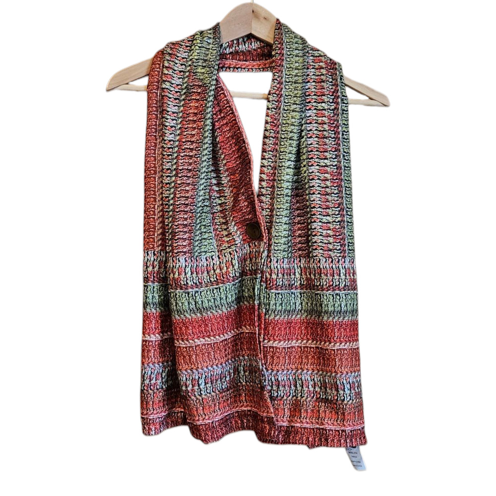 Misslook Women's Multicolor Scarf Vest Button Front Multicolor One Size